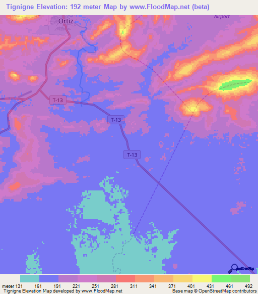 Tignigne,Venezuela Elevation Map