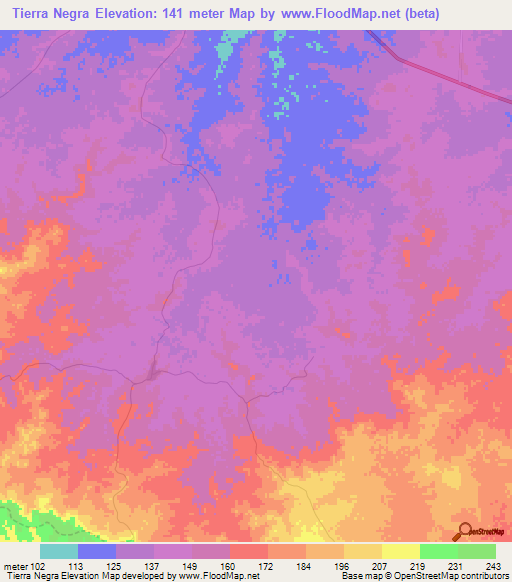 Tierra Negra,Venezuela Elevation Map