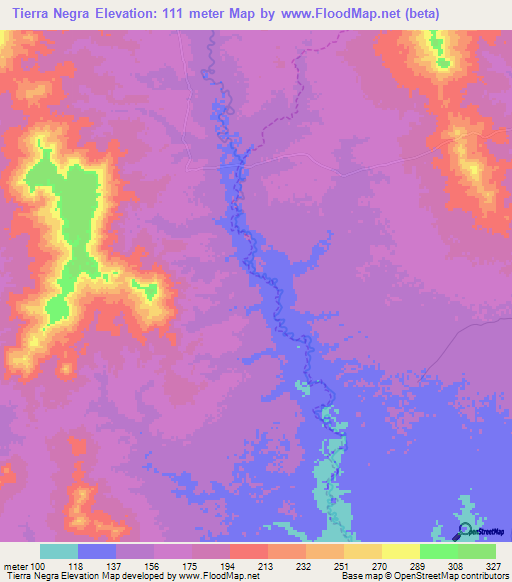 Tierra Negra,Venezuela Elevation Map