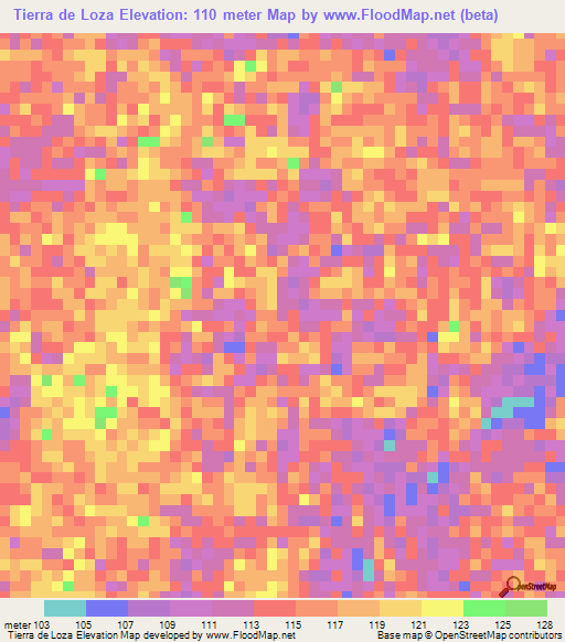 Tierra de Loza,Venezuela Elevation Map