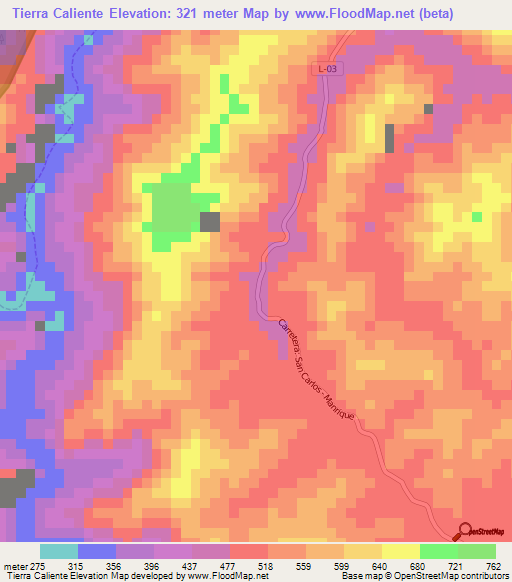 Tierra Caliente,Venezuela Elevation Map