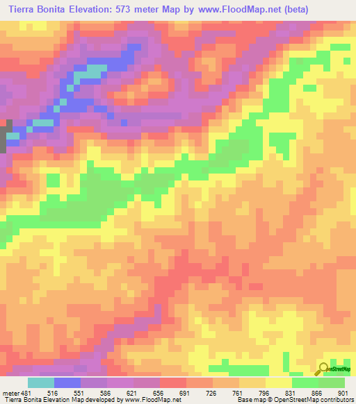 Tierra Bonita,Venezuela Elevation Map