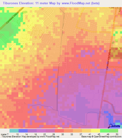 Tiburones,Venezuela Elevation Map