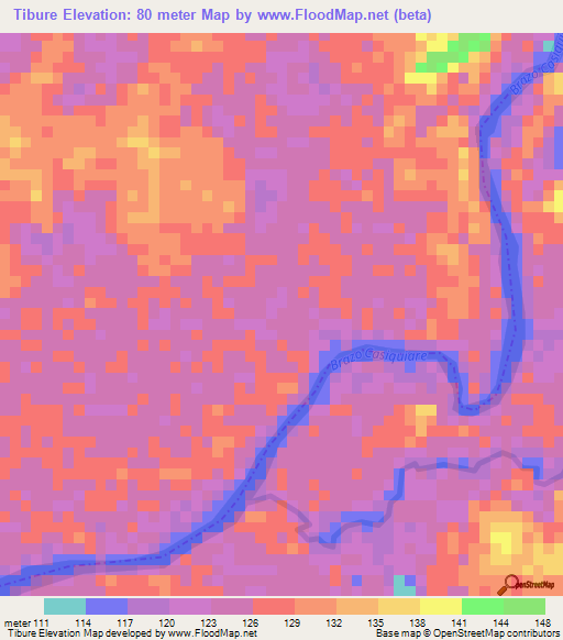 Tibure,Venezuela Elevation Map