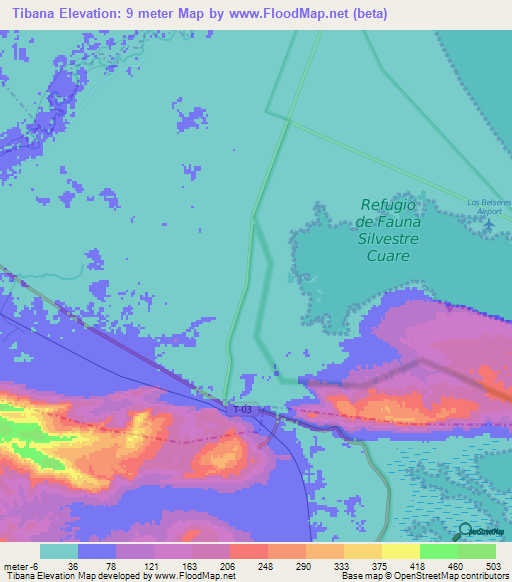 Tibana,Venezuela Elevation Map