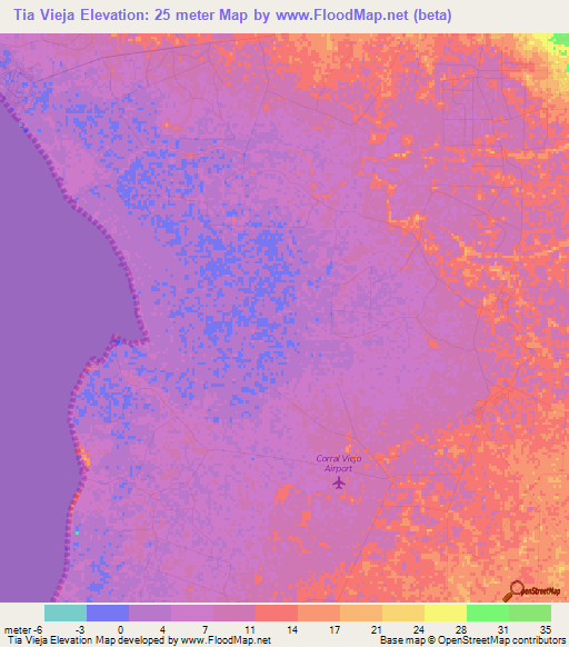 Tia Vieja,Venezuela Elevation Map