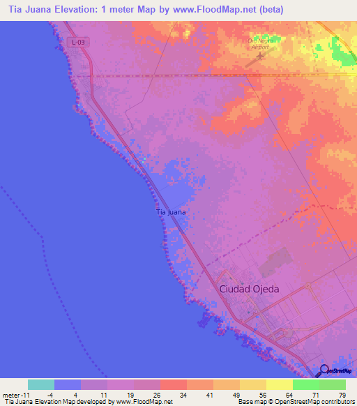 Tia Juana,Venezuela Elevation Map