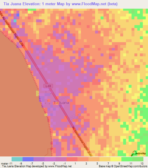 Tia Juana,Venezuela Elevation Map