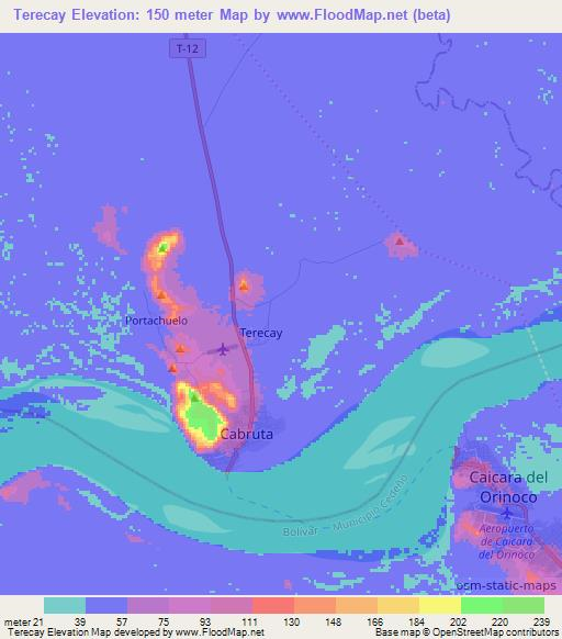 Terecay,Venezuela Elevation Map
