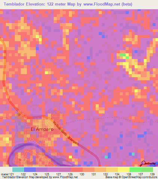 Temblador,Venezuela Elevation Map