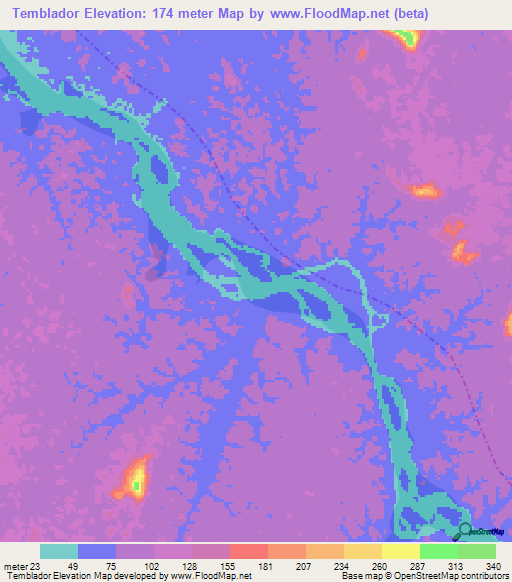 Temblador,Venezuela Elevation Map