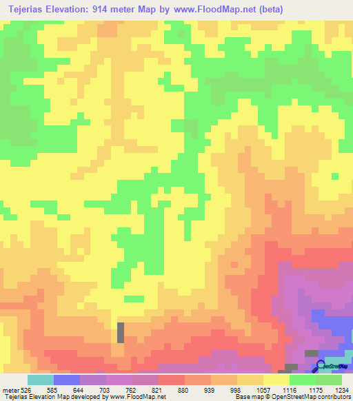 Tejerias,Venezuela Elevation Map