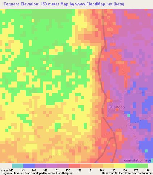 Teguera,Venezuela Elevation Map