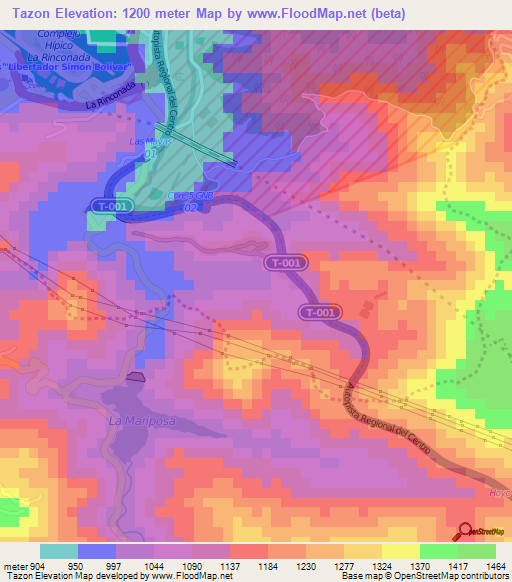 Tazon,Venezuela Elevation Map