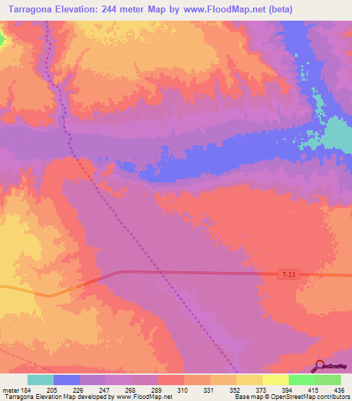 Tarragona,Venezuela Elevation Map