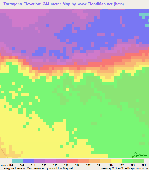 Tarragona,Venezuela Elevation Map
