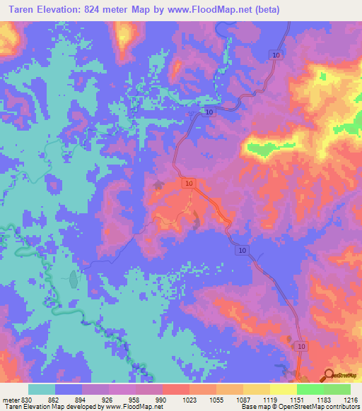 Taren,Venezuela Elevation Map