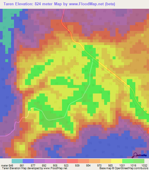 Taren,Venezuela Elevation Map