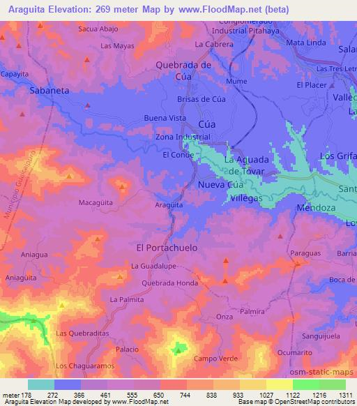 Araguita,Venezuela Elevation Map