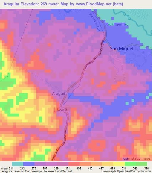 Araguita,Venezuela Elevation Map