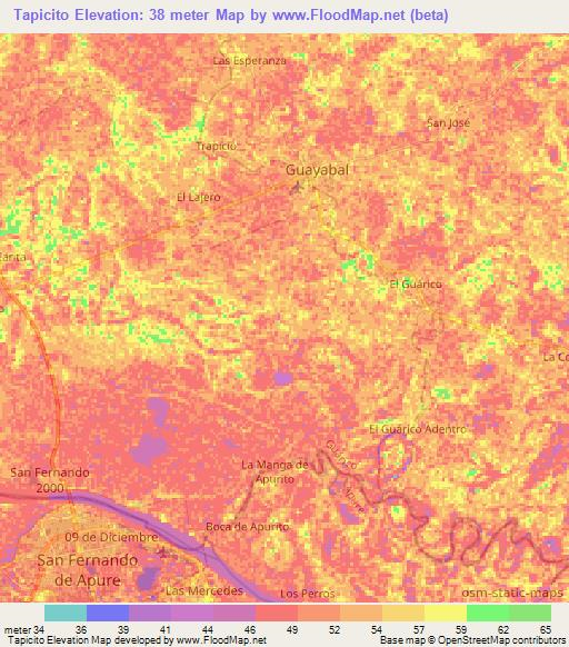 Tapicito,Venezuela Elevation Map