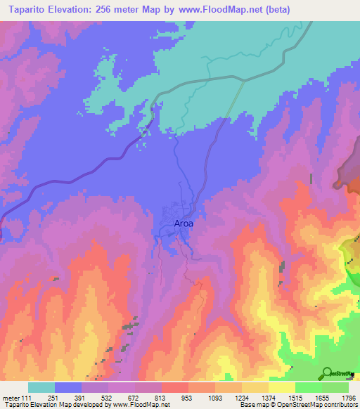 Taparito,Venezuela Elevation Map