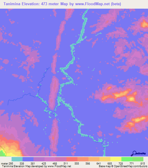 Tanimina,Venezuela Elevation Map