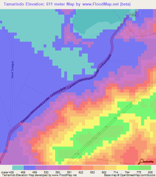 Tamarindo,Venezuela Elevation Map
