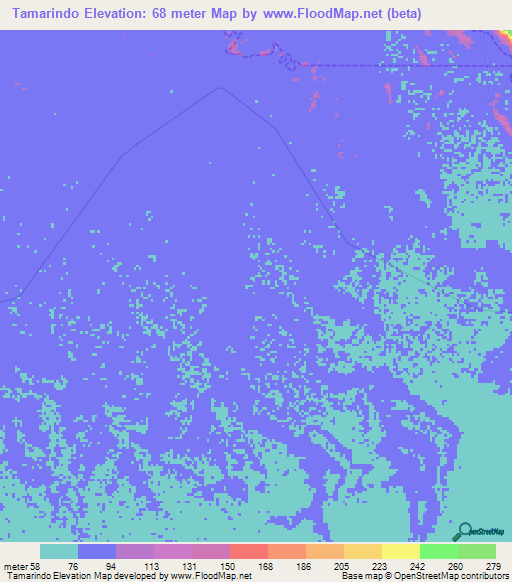 Tamarindo,Venezuela Elevation Map