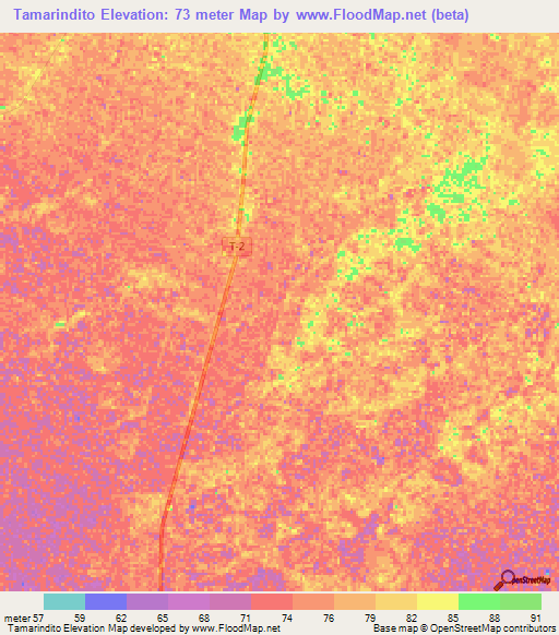 Tamarindito,Venezuela Elevation Map