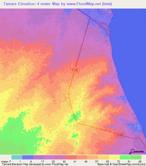 Tamare,Venezuela Elevation Map