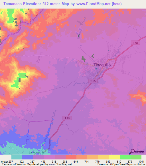 Tamanaco,Venezuela Elevation Map