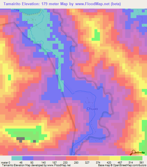 Tamairito,Venezuela Elevation Map