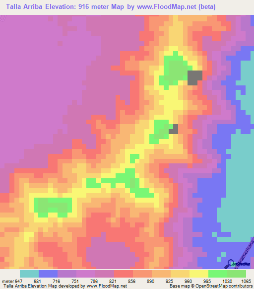 Talla Arriba,Venezuela Elevation Map
