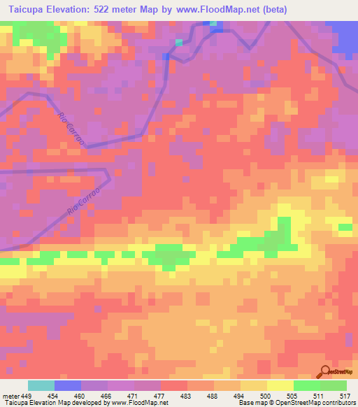 Taicupa,Venezuela Elevation Map