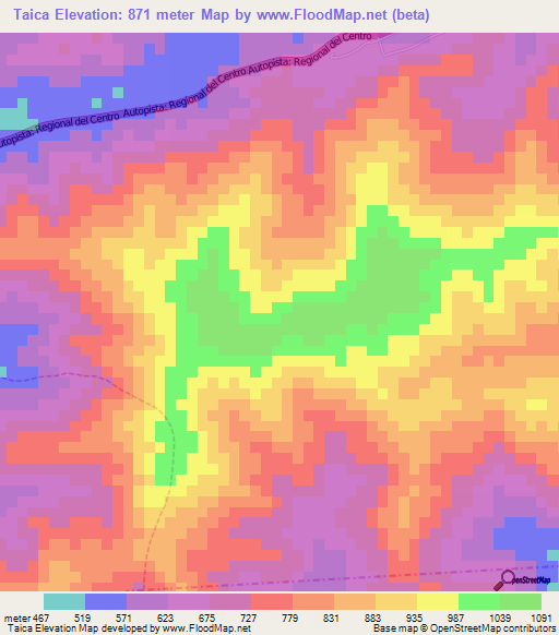 Taica,Venezuela Elevation Map