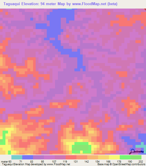 Taguaqui,Venezuela Elevation Map