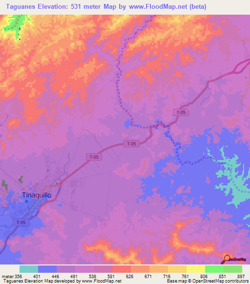 Taguanes,Venezuela Elevation Map