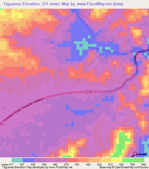 Taguanes,Venezuela Elevation Map