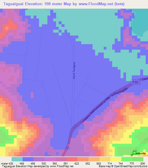 Taguaiguai,Venezuela Elevation Map