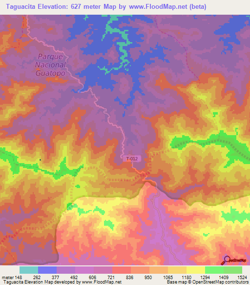 Taguacita,Venezuela Elevation Map