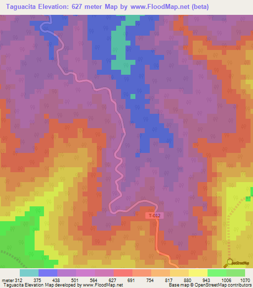 Taguacita,Venezuela Elevation Map