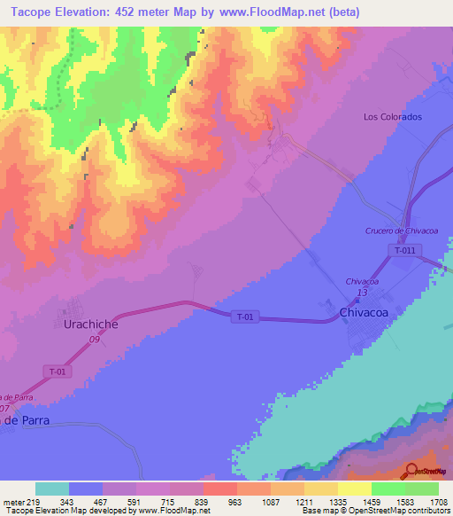 Tacope,Venezuela Elevation Map