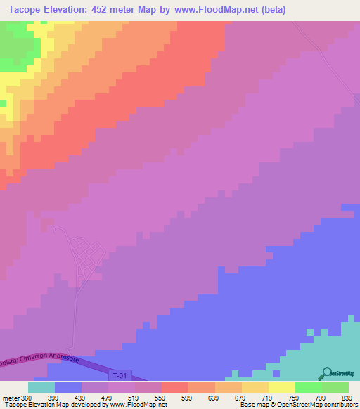 Tacope,Venezuela Elevation Map