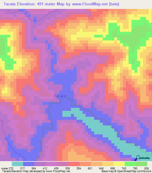 Tacata,Venezuela Elevation Map