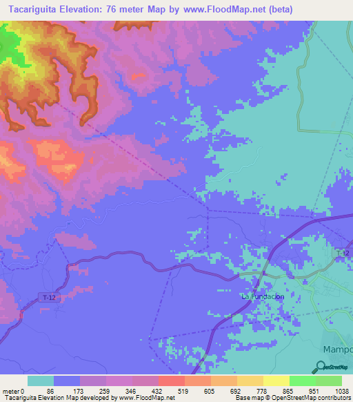 Tacariguita,Venezuela Elevation Map