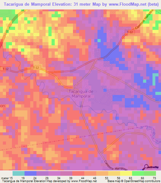 Tacarigua de Mamporal,Venezuela Elevation Map