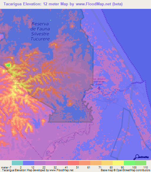 Tacarigua,Venezuela Elevation Map
