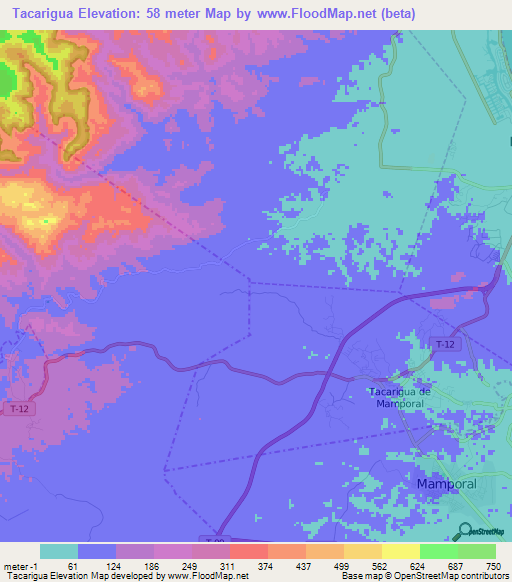 Tacarigua,Venezuela Elevation Map