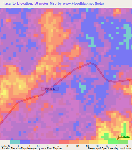 Tacalito,Venezuela Elevation Map